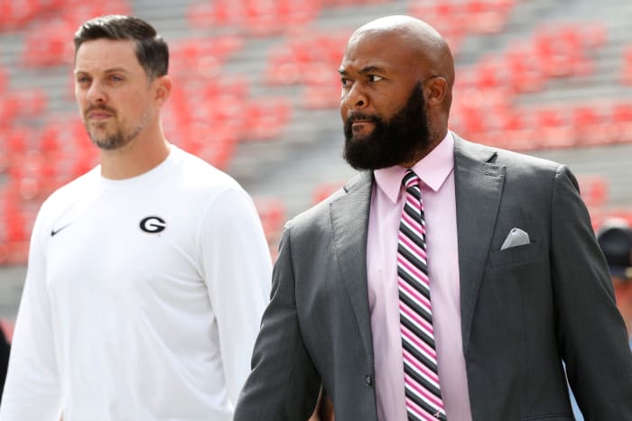 Georgia Running Backs Dell McGee arrives at the dawg walk before the start of a NCAA college football game between Auburn and Georgia in Athens, Ga., on Saturday, Oct. 8, 2022. News Joshua L Jones
